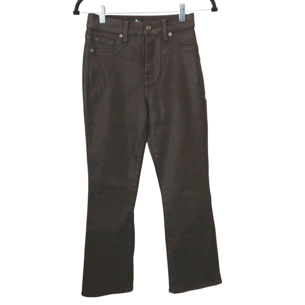 7 For All Mankind Jeans Womens Size 24 Brown Coated Ankle Skinny Stretch Pants